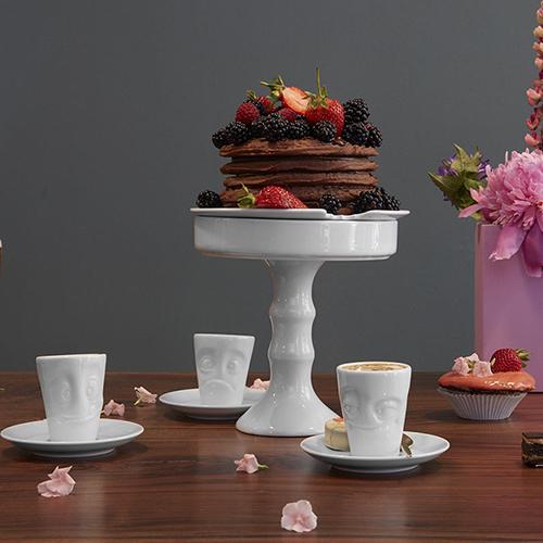 Faces Porcelain Espresso Cup with Handle and Saucer