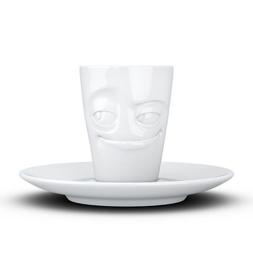 Faces Porcelain Espresso Cup with Handle and Saucer