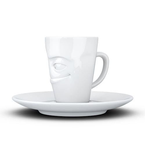 Faces Porcelain Espresso Cup with Handle and Saucer