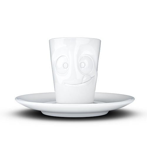 Faces Porcelain Espresso Cup with Handle and Saucer