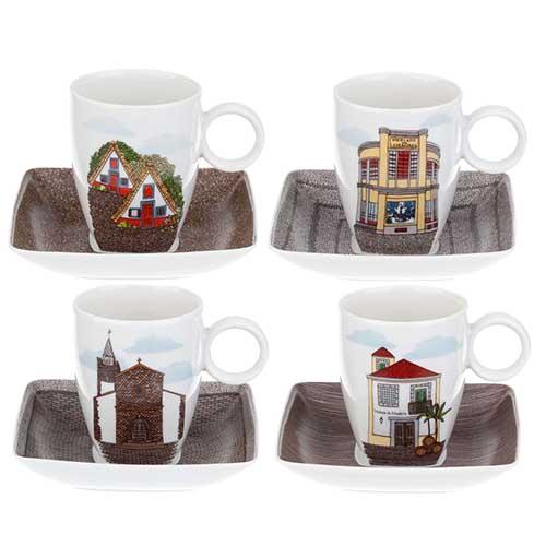 Alma de Madeira Set 4 Coffee Cups & Saucers by Beatriz Lamanna for Vista Alegre