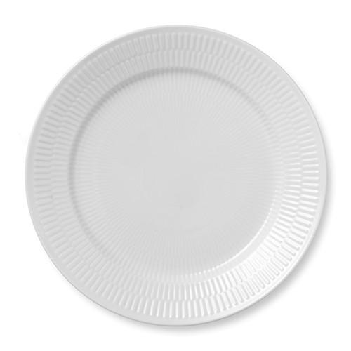 White Fluted Dinner Plate, 10.75" by Royal Copenhagen