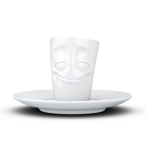 Faces Porcelain Espresso Cup with Handle and Saucer