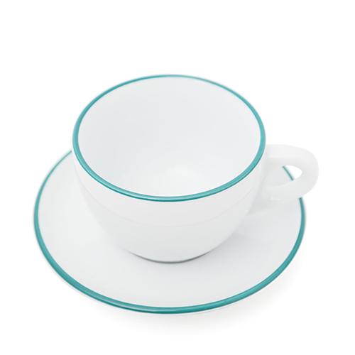 Verona Teal Rimmed Large Cappuccino Cup and Saucer, 8.8 oz by Ancap