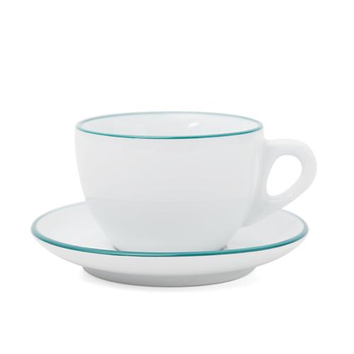 Verona Teal Rimmed Large Cappuccino Cup and Saucer, 8.8 oz by Ancap